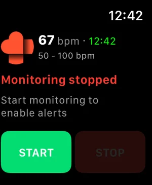 Apple Watch showing RscMe monitoring stopped